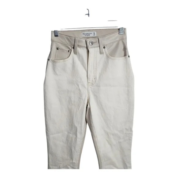 Abercrombie & Fitch Slim Straight Ultra High Rise Mixed Fabric‎ Preppy Jean 0 XS - Picture 5 of 12